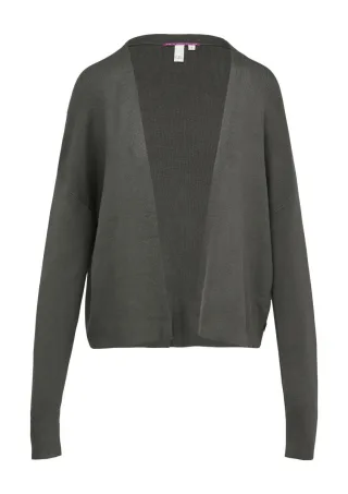 Q/S designed by - Offene Strickjacke aus Viskosemix grau - Gr. - L