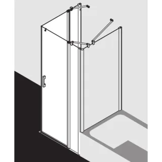 Kermi Pega Pendeltür-Eckeinstiegshälfte 2-tlg. PEEPR07518VAK 75x185cm, silber hochglanz, ESG klar, rechts, auf Duschwanne