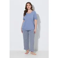 Ulla Popken Pyjama Pyjama Cut-Out-Borte Rundhals Halbarm