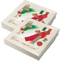 itenga Papierserviette itenga 40x Serviette Herz Flagge mit Bildern ITALIEN v2