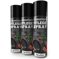 Oputec 3x500ml Gusseisen-Pflegespray - Trennspray Grill, Pfanne, Dutch Oven Grillreiniger (Spar-Set)