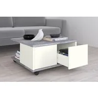 FMD Couchtisch Twin, Schubladen als Push-to-open, viel Staur., mit Rollen, Breite: 70 cm