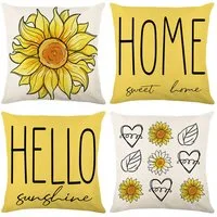 Sunicol Kissenbezug Leinen Kissenbezüge, 45x45, 4er Set, für Sofa Gartenbett Couch Kissen