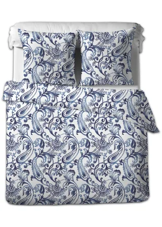 LIVING DREAMS - Feinsatin-Bettwäsche white/blue paisley - Gr. - 155