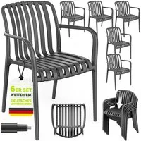 tillvex Gartenstuhl Gartenstühle Set Stapelbar Wetterfest Kunststoff mit/ohne Armlehne (Outdoor Stühle bis 120kg Terrassenstuhl Gartenmöbel Balkon Garten Terrasse, 6 St), 120kg