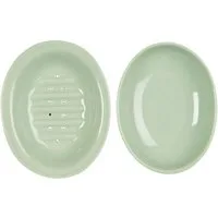 Ib Laursen Seifenschale Seifenschale aus Steingut zweiteilig herausnehmbarer Einsatz 15x12cm, 2-teilig, Farbe: Braun oder Hellgrün- Material: Keramik