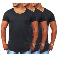 Young & Rich T-Shirt Herren Uni Basic rundhals Ausschnitt vintage Look Unterziehshirt 1702 Rundhalsauschnitt unifarben kurzarm slim fit