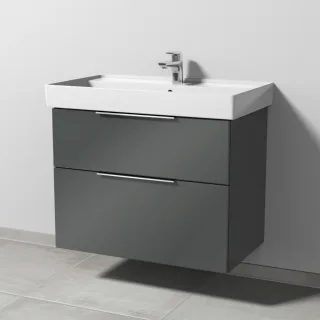 Sanipa 3way Waschtischunterbau zu Villeroy & Boch Collaro Waschtisch mit 2 Auszügen, Anthrazit-Glanz UF83679