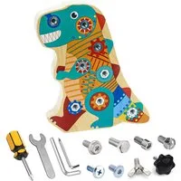 CLTYQ Lernspielzeug Montessori-Spielzeug für 3-5 Jahre, Holz Schraubbrett,Motorikspielzeug, Dino Holzspielzeug, Schraubspiel,Lernspiele für Mädchen und Jungen