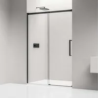 Bernstein Duschwand DX906 FLEX 100 cm Schwarz, ESG Sicherheitsglas 8mm, Nischendusche Schiebetür 100cm Soft-Close 8mm Nano Schwarz matt
