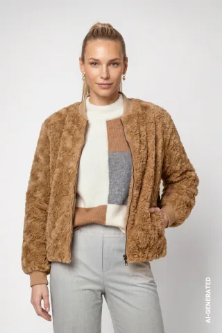 monari - Kunstfelljacke brown sugar - Gr. - 36