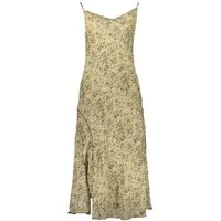 Desigual Partykleid Langes Damenkleid Beige mit Muster & Kontrastdetails – Verstellbare