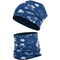 Smarillo Mütze & Schal Übergangsmütze + Schlauchschal Beanie Stoffmütze Junge Loop Baumwolle