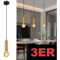 ZMH Pendelleuchte Esszimmer 1 Flammig E27 Gold Hängeleuchte Metall für Schlafzimmer, Einfache Installation, ohne Leuchtmittel, Küchenlampe Hängend Industrial Flur