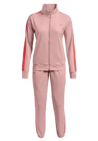 Under Armour Tricot Tracksuit Damen Trainingsanzug Jogginganzug 1365147 676 pink