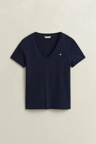 GANT - Shield V-Neck T-Shirt evening blue - Gr. - M