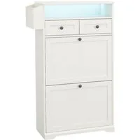 Dripex Schuhschrank Schuhschrank Slim-LED-Weiß-Klappen