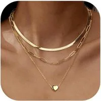 LuxusKollektion Ketten und Armband Set Halskette Damen stapelbar Edelstahl Gold Silber Herzanhänger Gold