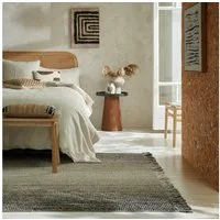KADIMA DESIGN Wollteppich WEAVER Teppich Jute modern zeitlos Naturfaser handgewebt 80x150 Grau, Rechteckig, Höhe: 4 mm, Wohnzimmerteppich, robust, natürlich, 2350 g/m²