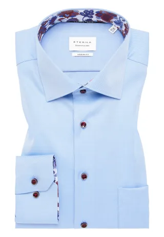 ETERNA - Cover Shirt Twill Langarm mittelblau - Gr. - 40/Langarm - 65cm