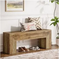 Tribesigns Schuhbank Flurbank aus Holz 120 cm, Landhaus-Eingangsbank für Wohnzimmer Flur
