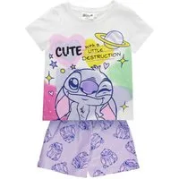Lilo & Stitch Pyjama - Kinder Nachtwäsche Kurzarm Sommer Schlafset Baumwolle (2 tlg)