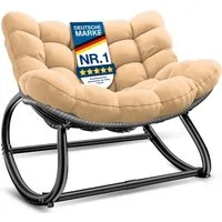 KESSER Schaukelstuhl (maximale Belastung 120kg, witterungsbeständig & mit rutschfesten Füßen), Loungesessel ergonomisches Relaxsessel für Balkon, Garten & Wohnzimmer