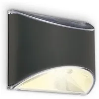Briloner Leuchten LED Wandleuchte LED Wand-Solarleuchte, anthrazit, 4xLED, Abschaltautomatik, Ein-/Ausschalter, Nachtlichtfunktion, Tageslichtsensor, LED fest integriert, Solarleuchte, Akkulamoe, Dämmerungssensor, warmweiß