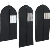 WENKO Kleidersack Modell Deep Black (Set, 3 St) Kleiderhülle mit Sichtfenster & Reißverschluss, abwaschbar, 3 Größen