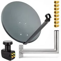 PremiumX SAT Anlage 80cm Antenne Quad LNB F-Stecker Wandhalter 45cm SAT-Antenne