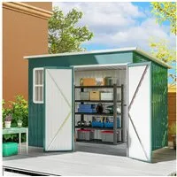 Outsunny Gerätehaus Metall 4,13 m² Geräteschuppen mit Fenster Pultdach, BxT: 260x177 cm, (4,13 m² Geräteschuppen, 2 St., wetterfest Gartenhaus), witterungsbeständig, abschließbar