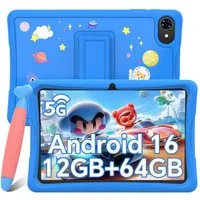 VekfulPC 10,1" K10 Kinder Tablet mit Hülle und Stift Tablet (10,1", 64 GB, Android 16, Android 16, Google Kids Space, 10,1" HD, 5000mAh, 12GB+64GB)