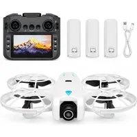 Goldstern-Tech RC-Quadrocopter (Mini Drohne mit 1080P Kamera, 5,6-Zoll-FPV-Display Controller), Optical Flow, bürstenlosem Motor, Auto-Return & 2/3 Akkus
