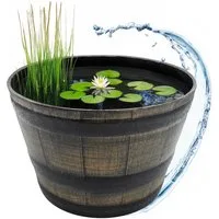 Spetebo Blumentopf oder Wasserkübel aus Kunststoff in Eichenfass Optik (Anazhl, 1 St., Stück), in rustikalem Used Look