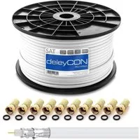 deleyCON deleyCON 100m HQ SAT Kabel HDTV 130dB 4x geschirmt + 10x F-Stecker - SAT-Kabel