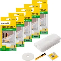 SCHELLENBERG Fliegengitter-Gewebe Insektenschutz und Mückenschutz für Fenster ohne bohren, (Set, 5-St), inkl. Befestigungsband, 150 x 180 cm, anthrazit und weiß