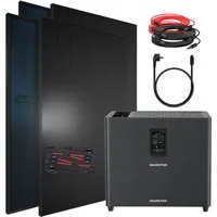 SUNNIVA Balkonkraftwerk 1840W mit 5,12 kWh Speicher MARSTEK Jupiter C + Plus, (BIFAZIAL FULLBLACK komplett Steckdose, PV Solaranlage Komplettset mit Solarspeicher, 4x 460W N-Type Glas-Glas Bifacial PV)