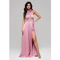 OMBRE Abendkleid Elegantes Abendkleid mit Beinschlitz und Rosendetail Femininer Cut-out am Dekolleté