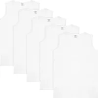 BRUBAKER Muskelshirt Tank Top Unterhemd mit Rundhals Ausschnitt (5er-Pack) Baumwolle Herren Tanktop, Extra Lang für Männer, Schlicht Basic