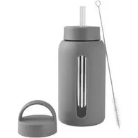 COFI 1453 Trinkflasche, aus Borosilikatglas 650 ml mit Strohhalm & Bürste