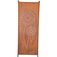finehomegarden Gartenstecker Stele Metall Pusteblume Sichtschutz Edelrost Windschutz Outdoor H205cm B64cm Dekowand Garten / Spedition
