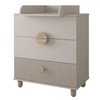 kiki design Wickeltische, Beige, Naturmaterialien, 3 Schubladen, Rechteckig, 48x90x80 cm, Kinder- & Jugendzimmer, Kindermöbel, Kinderregale