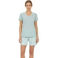 Ringella Shorty Kurzarm mit V-Ausschnitt und gemusterter Shorts (2 tlg) 50% Baumwolle 50% Modal