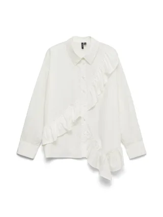 VERO MODA - VMRITTA FLOUNCE LS SHIRT WVN Snow White - Gr. - M