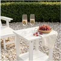 NJLyuhome Beistelltisch Allwetter-Doppelstock aus HIPS (1-St), wetterfest & pflegeleicht – Für Terrasse, Garten & Balkon