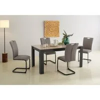 Home affaire Essgruppe Napoli, (Set, 5-tlg., 4 Freischwinger + 1 Esstisch), 5-teilige Tischgruppe mit modernem Freischwinger Stuhl und Esstisch