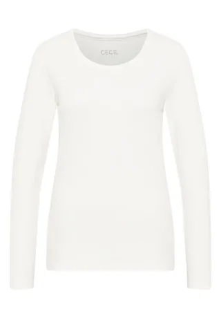 Cecil - Basic Langarmshirt weiß - Gr. - L