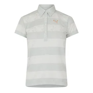 Puma - Poloshirt für Damen, Stripes (Grau/Weiß)