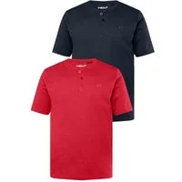Men Plus T-Shirt Henley 2er-Pack Basic Halbarm Rundhals