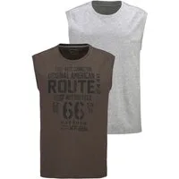 Man's World Muscleshirt (2er-Pack) ärmellos, bedruckt, Rundhalsausschnitt, aus 100% Baumwolle